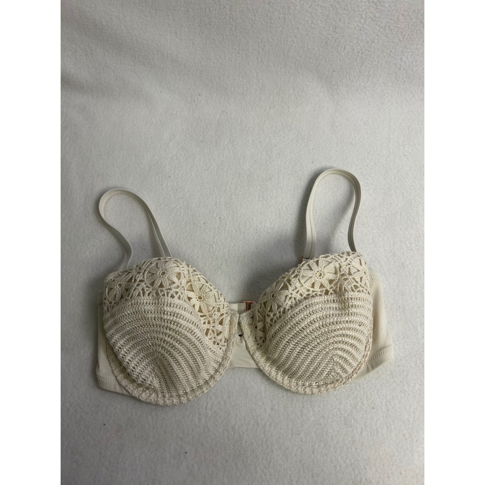 Boho Coastal Shade & Shore Womens 36DD Cream Crochet Underwire Bikini Top